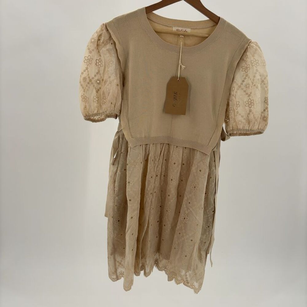 unknown brand Puff Sleeve Dress in Oatmeal